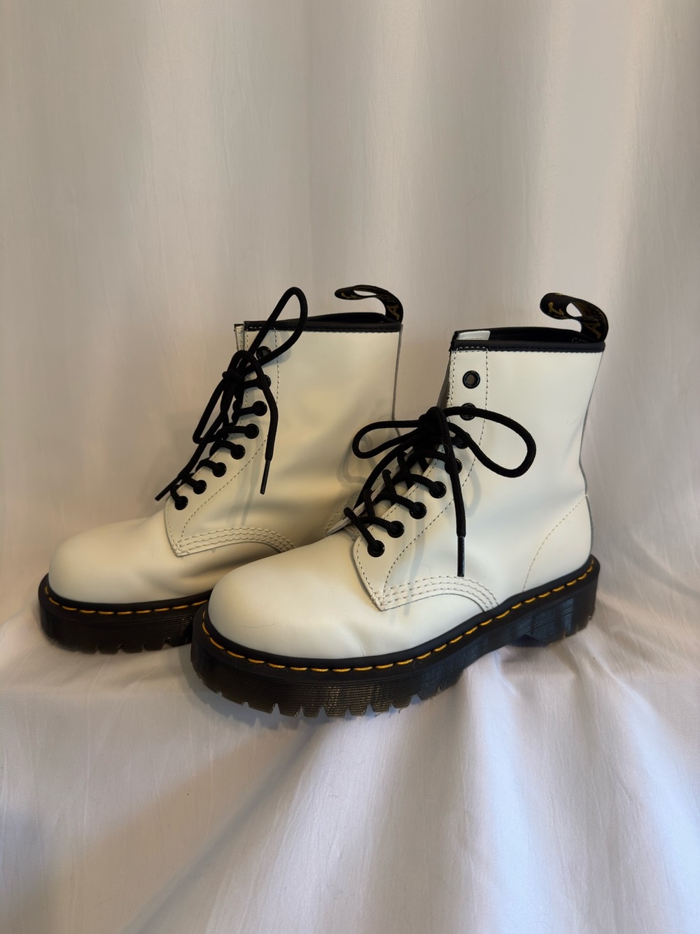 Doc Martens 1460 BEX White Leather Lace-Up Platform Boots - Women's 7